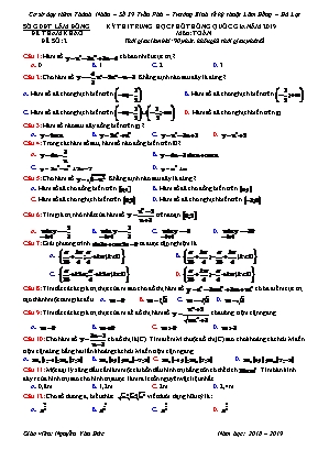Đề thi THPT Quốc gia môn Toán năm 2019 - Đề số 2 - Sở giáo dục và đào tạo Lâm Đồng (Có đáp án)